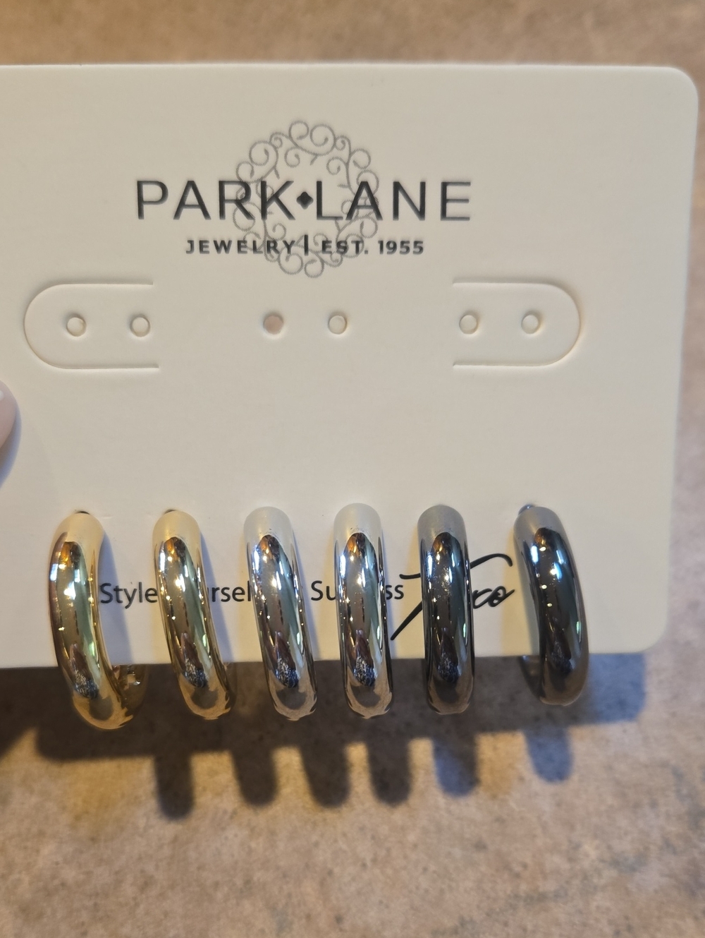 New Park Lane Set of Three Mixed Metal Hoop Earrings